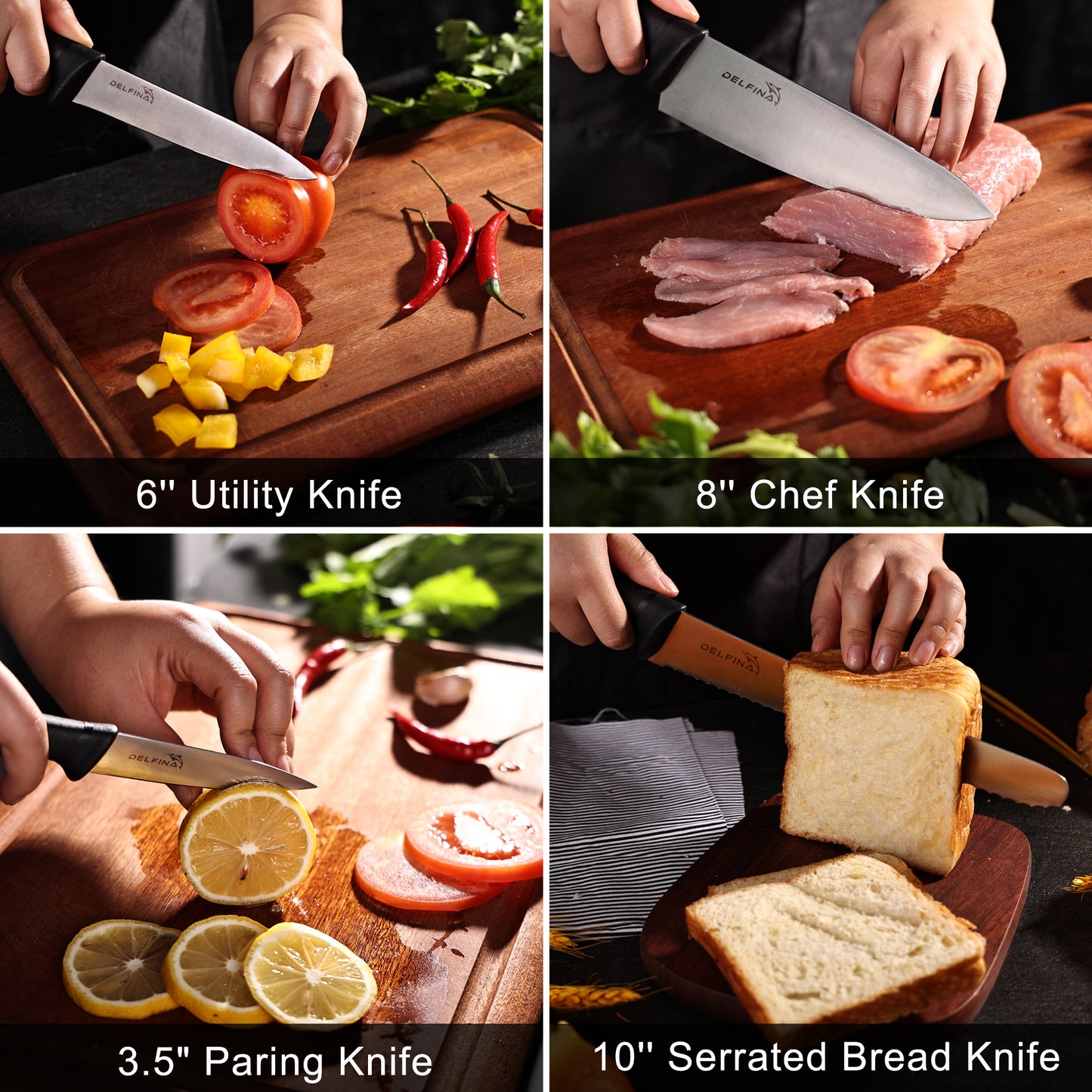 DELFINA 5 Pieces Chef Knife Set