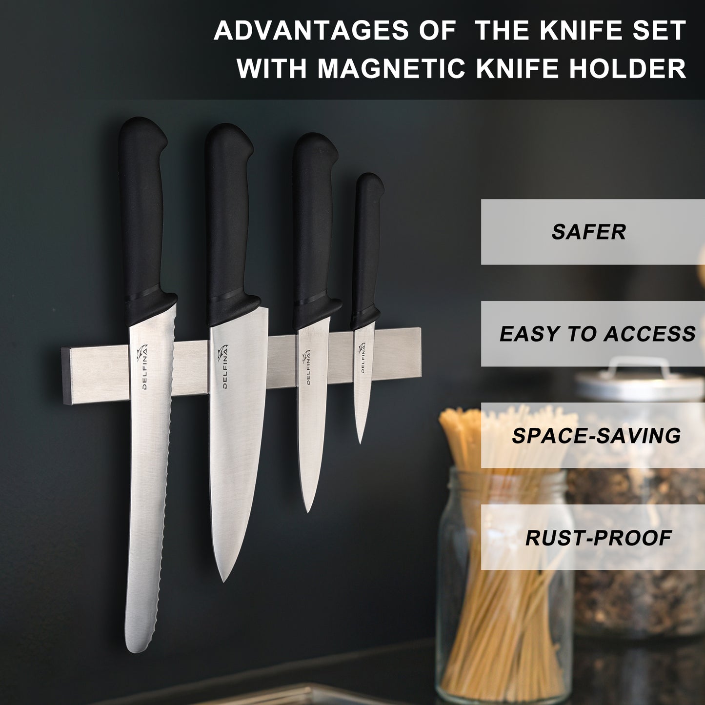 DELFINA 5 Pieces Chef Knife Set