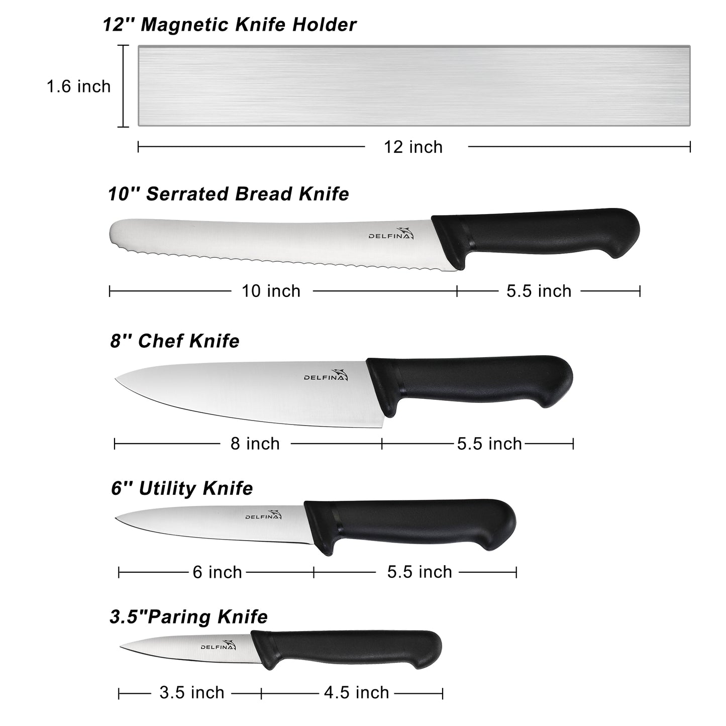 DELFINA 5 Pieces Chef Knife Set